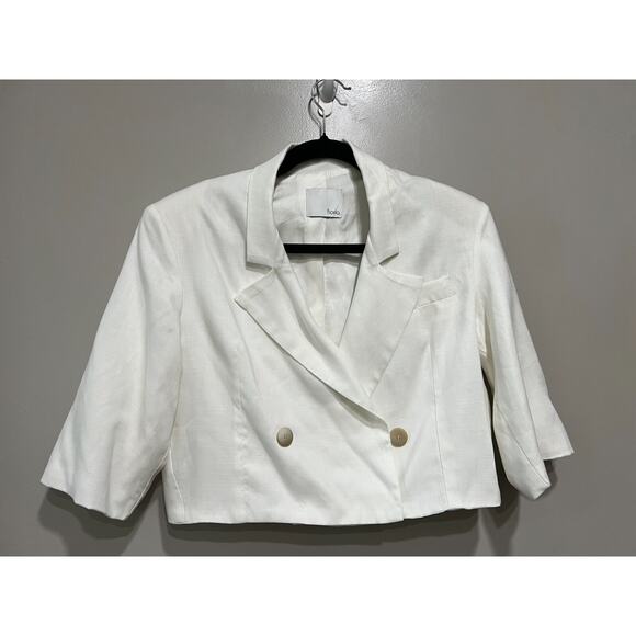 650 $ Fiorla Ivory Silk Linen Cropped blazer Top ,USA ,Womens Size 4-L - Picture 1 of 9